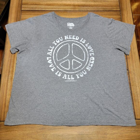 Lyrics by Lennon & McCartney SS Grey Crop Tee "All You Need Is Love" - Size 3X - Picture 1 of 4